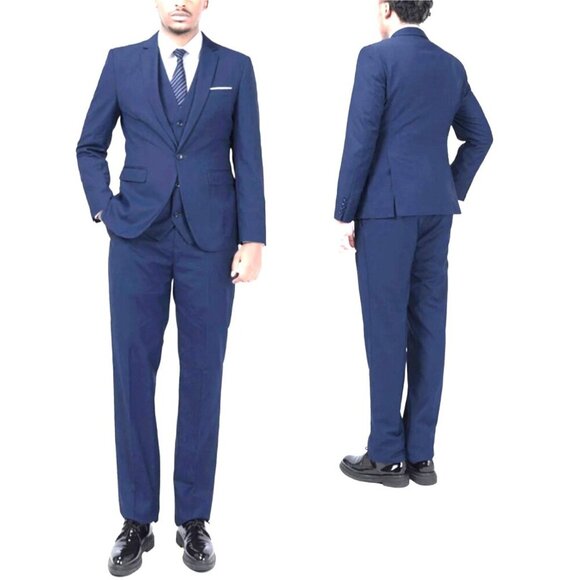 Cloudstyle Mens 3 pc Suit Notch Lapel 2 Button Slim Fit Formal Suit Size XXL